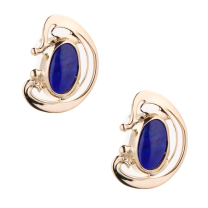 Lapis Art Nouveau Style Earrings 14K