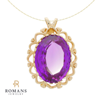 Amethyst Pendant Necklace 14K Yellow Gold 6.16CTW