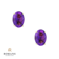 Amethyst Stud Earrings 14K Yellow Gold  2.40 CTW