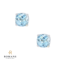 Aquamarine Studs 14K White Gold