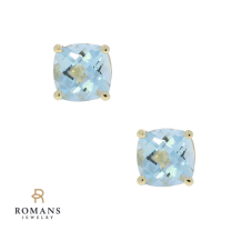 Aquamarine Stud Earrings 14K Yellow Gold 2.60CTW