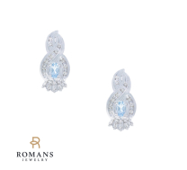 Aquamarine Diamond Earrings 14KWG Aqua. 0.44CTW Dia. 0.16CTW