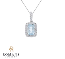 Aquamarine Diamond Pendant 14KWG Aqua. 0.71CTW Dia. 0.12CTW 