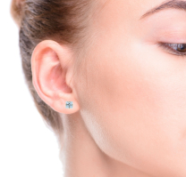 Aquamarine Stud Earrings 14K Yellow Gold 