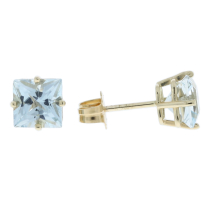 Aquamarine Stud Earrings 14K Yellow Gold 