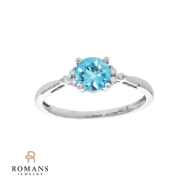 Blue Zircon Diamond 14K White Gold Ring (1.31 ct. tw.)