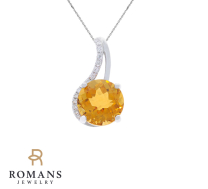 Citrine Diamond Pendant 14KW Cit. 2.74CTW Dia .06CTW