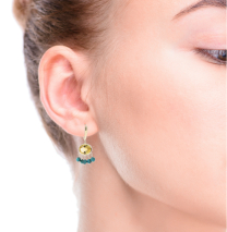 Citrine Earrings with Turquoise 14K Yellow Gold