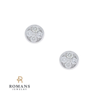 Cluster Diamond Studs 14K White Gold