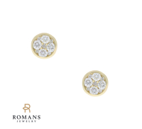 Cluster Diamond Studs 14K Yellow Gold