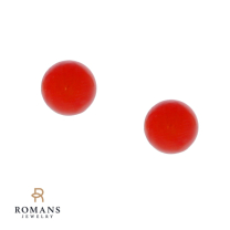 Coral Stud Earrings 14K Yellow Gold 6.7mm