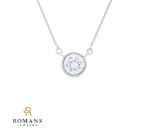 Cubic Zirconia Pendant Necklace 17" 14K White Gold