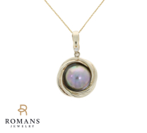 Cultured Button Pearl Pendant 14K Yellow Gold
