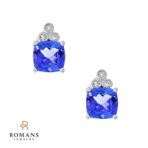 Cushion Tanzanite Diamond 14K White Gold Earrings ( 2.10 ct. tw.)