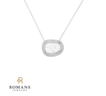 Salt Pepper Diamond Halo Necklace 14KW Halo .14CTW S&P .70CTW