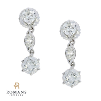 Diamond Dangle Earrings 14K White Gold 1.80 CTW