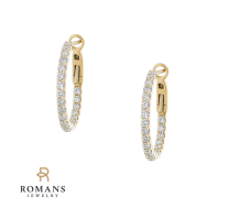 Diamond Double Row Hoop Earring 14K Yellow Gold