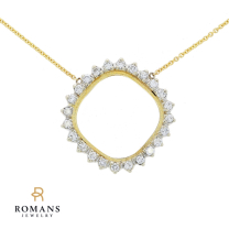 Cushion Diamond Necklace 14K White/Yellow Gold 0.70ctw