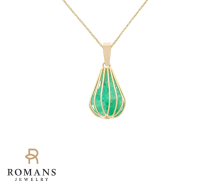 Caged Emerald Pendant Necklace 18K Yellow Gold