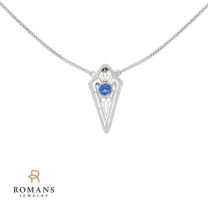 Filigree Sapphire Necklace 14K White Gold