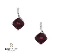 Garnet Diamond Earrings 14KWG Gar. 2.90CTW Dia. 0.08CTW