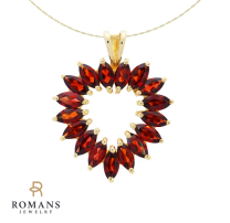 Garnet Heart Pendant Necklace 14K Yellow Gold 5.27CTW