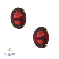 Garnet Stud Earrings 14K Yellow Gold 3.00 CTW