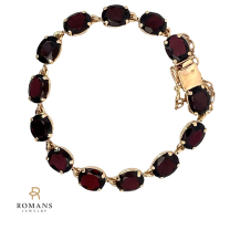 Oval Garnet Bracelet 10K Yellow Gold 24.18 CT