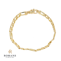 Flat Link Chain Bracelet 14K Yellow Gold 7"