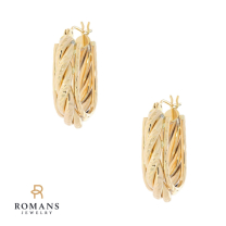 Hollow Twisted Vine Hoop Earrings 14K Yellow Gold