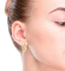 Hollow Twisted Vine Hoop Earrings 14K Yellow Gold