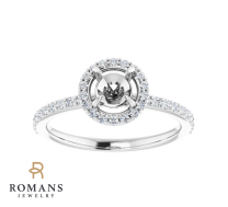 Diamond Halo Engagement Ring Semi-Set 14KW 0.25CTW 