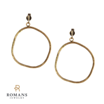 Hammered Dangle Diamond Earrings 14K Yellow Gold Dia. 0.042CTW