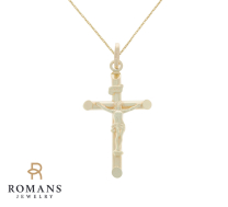 Crucifix Pendant Necklace Hollow 14KY