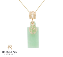 Jade Pendant Necklace Chinese Symbol Charm 14KYG