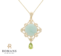 Jade Peridot Pendant Necklace 14KYG Per. 0.45CTW