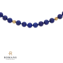 Lapis Lazuli & Gold Bead Necklace 14K Yellow Gold 27"