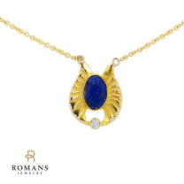 Lapis Diamond Necklace 14K Yellow Gold