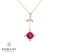 Lavalier Ruby Pendant 14K Yellow Gold