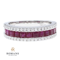 Ruby Diamond Band 14K White Gold