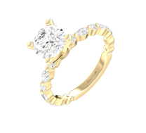 Floating Diamond Engagement Ring Mounting With CZ Center 14K Yellow Gold