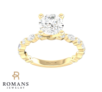 Floating Diamond Engagement Ring Mounting With CZ Center 14K Yellow Gold