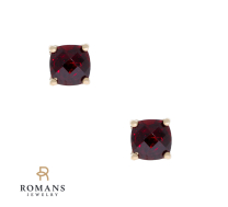 Mozambique Garnet Stud Earrings 14K Yellow Gold