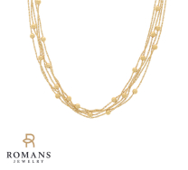 Multiple Strand Bead Chain Necklace 18K Yellow Gold
