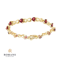 Garnet Heart Bracelet 14K Yellow Gold 7.20CTW