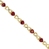 Garnet Heart Bracelet 14K Yellow Gold 7.20CTW