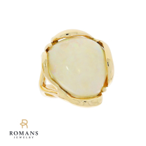 White Opal 14K Yellow Gold Ring 11CT