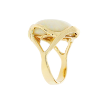 White Opal 14K Yellow Gold Ring 11CT