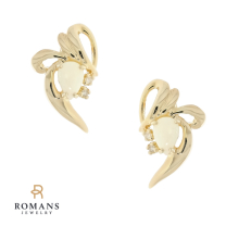 Opal Diamond Earrings 14K Yellow Gold