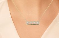 Freshwater Pearl Bar Necklace 14K Yellow Gold